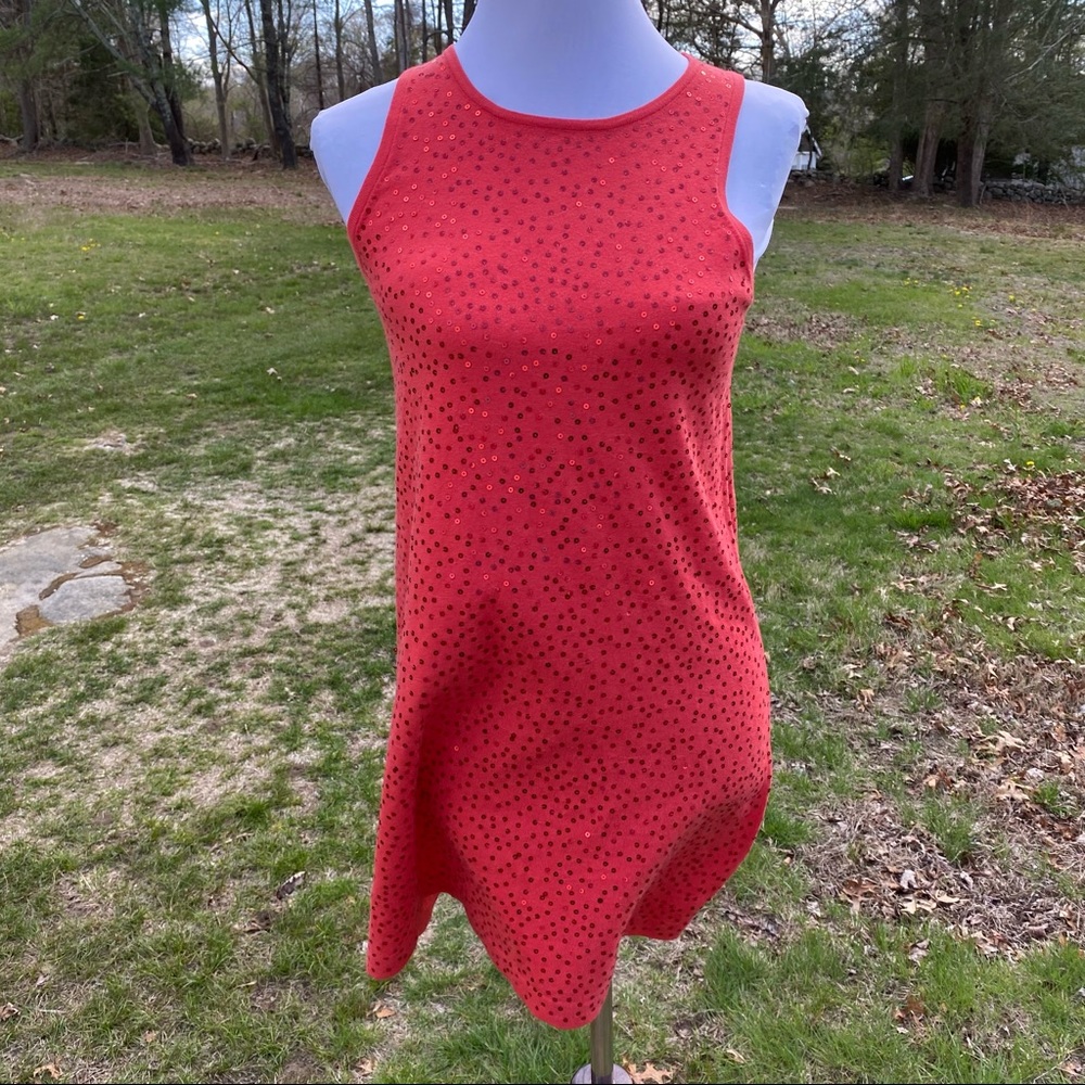 MINNIE ROSE TOP TANK SLEEVELESS ORANGE SEQUINS Size M